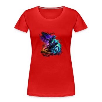 Des pilotes de motocross badass dans des couleurs cool - T-shirt bio Premium Femme - rouge - Devant - Mia (176cm)