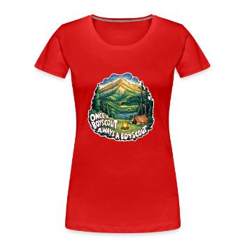 Einmal Camper immer Camper Naturerlebnis pur - Frauen Premium Bio T-Shirt - Rot - Vorne - Mia (176cm)
