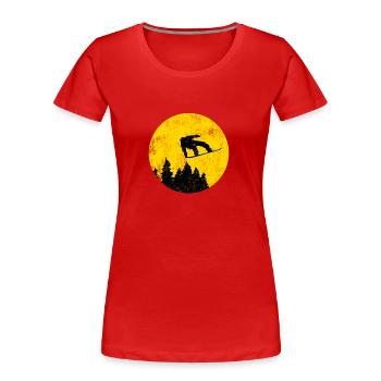 Snowboarder vor dem Vollmond - Frauen Premium Bio T-Shirt - Rot - Vorne - Mia (176cm)