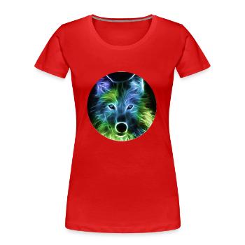 Les loups ont un instinct puissant et une intelligence élevée - T-shirt bio Premium Femme - rouge - Devant - Mia (176cm)