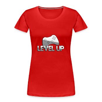 LEVEL UP + Controller - Gaming - Frauen Premium Bio T-Shirt - Rot - Vorne - Mia (176cm)