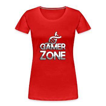 GAMER ZONE + DNA - Gaming - Frauen Premium Bio T-Shirt - Rot - Vorne - Mia (176cm)