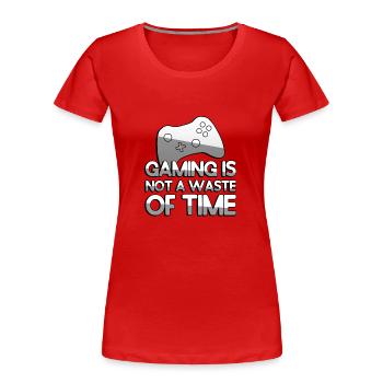 LE JEU N’EST PAS UNE PERTE DE TEMPS + Jeu de contrôleur - T-shirt bio Premium Femme - rouge - Devant - Mia (176cm)