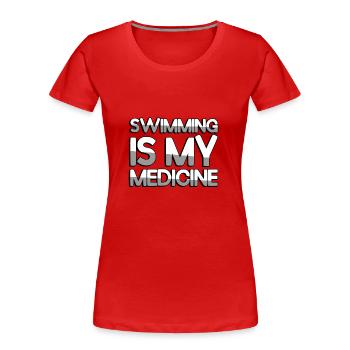 SWIMMING IS MY MEDICINE - Schwimmen - Women's Premium Organic T-Shirt - red - Front - Mia (176cm)