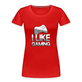 I LIKE GAMING + Controller - Gaming - Frauen Premium Bio T-Shirt - Rot - Vorne - Mia (176cm)
