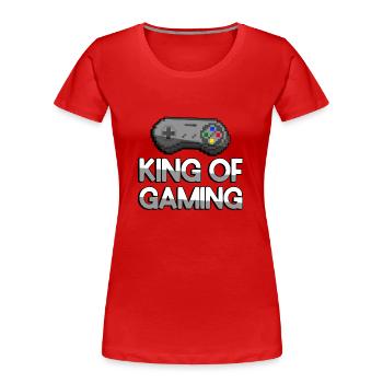 KING OF GAMING + SNES Controller - Gaming - Frauen Premium Bio T-Shirt - Rot - Vorne - Mia (176cm)