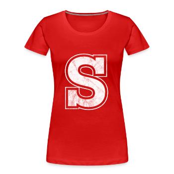 Buchstabe S - Frauen Premium Bio T-Shirt - Rot - Vorne - Mia (176cm)