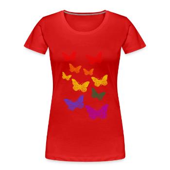 LGBT Pride Butterflies - Frauen Premium Bio T-Shirt - Rot - Vorne - Mia (176cm)