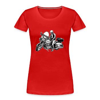Chopper / Motorrad 05_schwarz weiß - Frauen Premium Bio T-Shirt - Rot - Vorne - Mia (176cm)