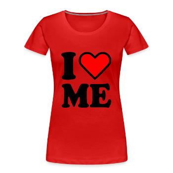 I love me - Frauen Premium Bio T-Shirt - Rot - Vorne - Mia (176cm)