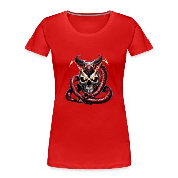 Der Wikingerschädel und die Midgardschlange - Frauen Premium Bio T-Shirt - Rot - Vorne - Mia (176cm)