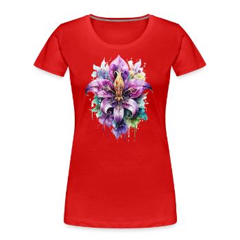 Fleur de Lys, Lilie, Mardi Gras, Frankreich Wappen - Frauen Premium Bio T-Shirt - Rot - Vorne - Mia (176cm)