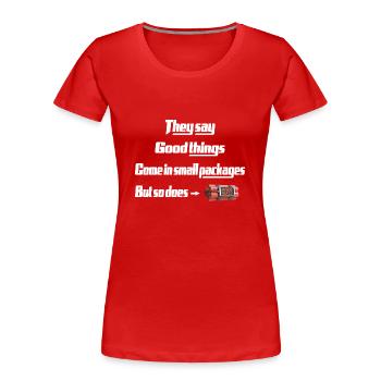 good things come in small packages unique design - Women's Premium Organic T-Shirt - red - Front - Mia (176cm)