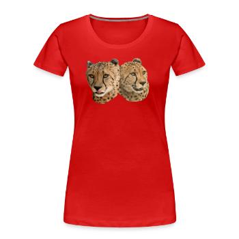 Cheetah Head, Front, Side, Natural - Women's Premium Organic T-Shirt - red - Front - Mia (176cm)