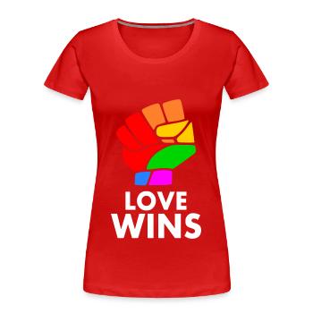 Love wins - T-shirt bio Premium Femme - rouge - Devant - Mia (176cm)