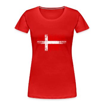 Daenemark 002 AllroundDesigns - Frauen Premium Bio T-Shirt - Rot - Vorne - Mia (176cm)