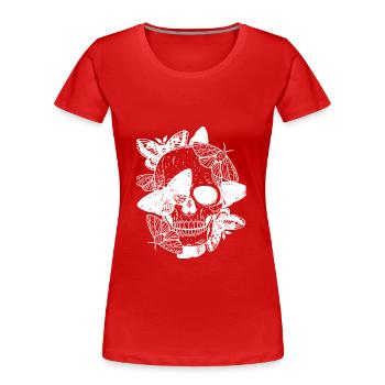 Skull with butterflies - Women's Premium Organic T-Shirt - red - Front - Mia (176cm)