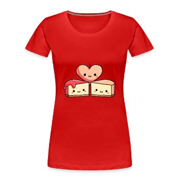 Kuchen Paar Torte Liebe Herz Comic - Frauen Premium Bio T-Shirt - Rot - Vorne - Mia (176cm)