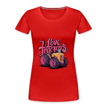 Ich liebe Traktoren cooler Traktor dicke Reifen - Frauen Premium Bio T-Shirt - Rot - Vorne - Mia (176cm)