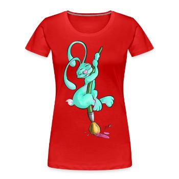 Signatory Bunny with brush - Women's Premium Organic T-Shirt - red - Front - Mia (176cm)