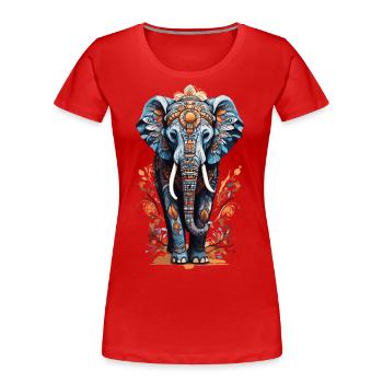 Spirituelles Elefant Mandala Indischer Boho Stil - Frauen Premium Bio T-Shirt - Rot - Vorne - Mia (176cm)