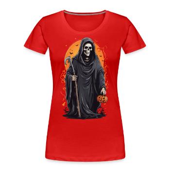 Conception de bonbons drôle Grim Reaper Halloween - T-shirt bio Premium Femme - rouge - Devant - Mia (176cm)