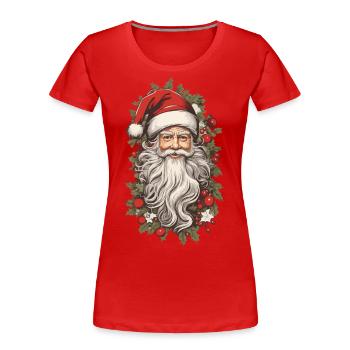 Nostalgischer Weihnachtszauber Weihnachtsmann - Frauen Premium Bio T-Shirt - Rot - Vorne - Mia (176cm)