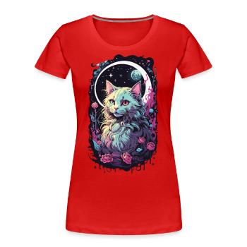 Magical Gothic Pastel Cat - E-Kids Style - Women's Premium Organic T-Shirt - red - Front - Mia (176cm)