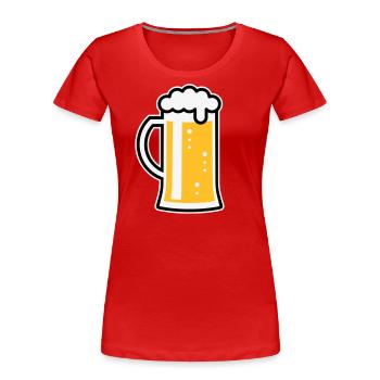 Maßkrug (Bier / Bierseidel / Bierglas / L / 3C) - Frauen Premium Bio T-Shirt - Rot - Vorne - Mia (176cm)