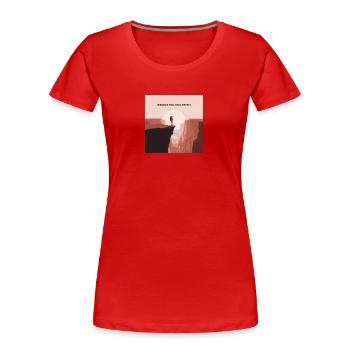 Wander Far, Heal Deeply – Wandern & Natur - Frauen Premium Bio T-Shirt - Rot - Vorne - Mia (176cm)