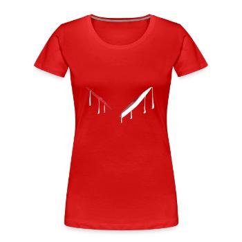 rote tropfen linien - Frauen Premium Bio T-Shirt - Rot - Vorne - Mia (176cm)