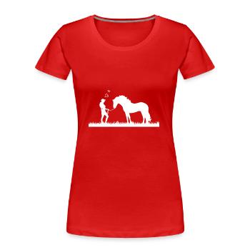 Woman with horse - Women's Premium Organic T-Shirt - red - Front - Mia (176cm)