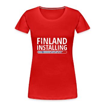 Finnland Flagge Suomi Finnische Fahne Used Look - Frauen Premium Bio T-Shirt - Rot - Vorne - Mia (176cm)