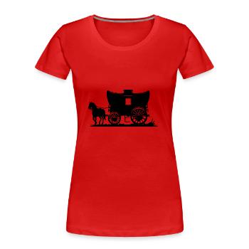 Old Travel Covered Wagon with Horse - Women's Premium Organic T-Shirt - red - Front - Mia (176cm)