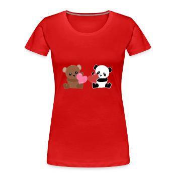 Panda Bären TierLiebe Herzen Süß Freunde - Frauen Premium Bio T-Shirt - Rot - Vorne - Mia (176cm)