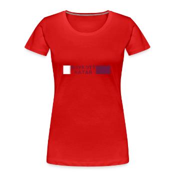 boykott katar,katar,flagge, wm,schrift - Frauen Premium Bio T-Shirt - Rot - Vorne - Mia (176cm)