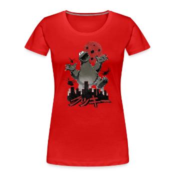 5 Rue Sésame Cookiezilla - T-shirt bio Premium Femme - rouge - Devant - Mia (176cm)