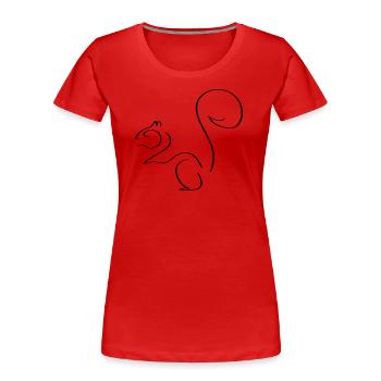 Squirrel Line Art - Minimalist - Women's Premium Organic T-Shirt - red - Front - Mia (176cm)