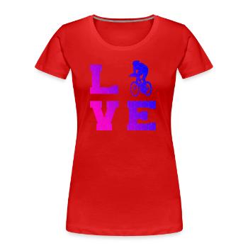 Vélo de route pour femmes Vélo de course Cyclisme sur route pour hommes - T-shirt bio Premium Femme - rouge - Devant - Mia (176cm)