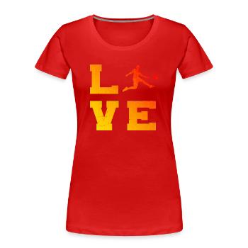Herren Fussballspieler Fussball Fussballspielen - Frauen Premium Bio T-Shirt - Rot - Vorne - Mia (176cm)