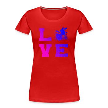 Batteur féminin Drums Drummer - T-shirt bio Premium Femme - rouge - Devant - Mia (176cm)