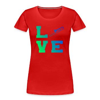 Trombonistes Hommes Femmes Ténor Trombone Tromboniste - T-shirt bio Premium Femme - rouge - Devant - Mia (176cm)