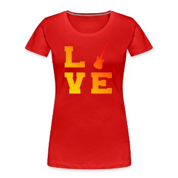 Gitarrist Guitar Damen Herren Guitar Player - Frauen Premium Bio T-Shirt - Rot - Vorne - Mia (176cm)