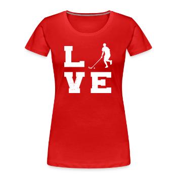 Unihockeyspielen Unihockey Floorball Damen - Frauen Premium Bio T-Shirt - Rot - Vorne - Mia (176cm)