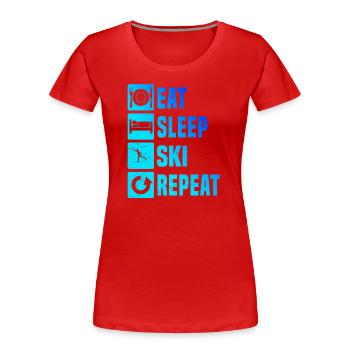 Ski de fond Ski de fond classique Ski de fond Patinage de fond - T-shirt bio Premium Femme - rouge - Devant - Mia (176cm)