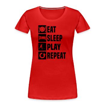Floorball Hockey Unihockey Unihockeyspielen - Frauen Premium Bio T-Shirt - Rot - Vorne - Mia (176cm)