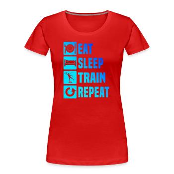 Aerobic Körpergymnastik Aerobic Fitness - Frauen Premium Bio T-Shirt - Rot - Vorne - Mia (176cm)