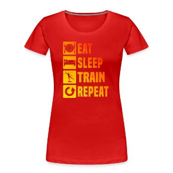 Damen Herren Fitnesstraining Aerobic Aerobic - Frauen Premium Bio T-Shirt - Rot - Vorne - Mia (176cm)
