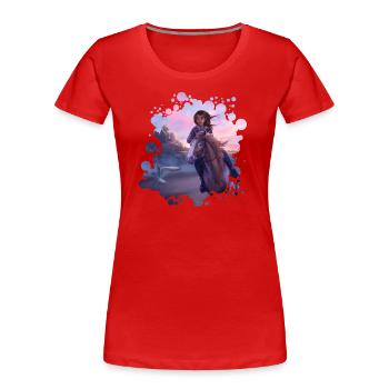 Aube - T-shirt bio Premium Femme - rouge - Devant - Mia (176cm)