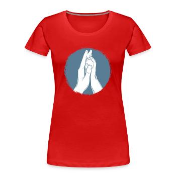 Hand + Hundepfote - High Five - Hunde Fan - Frauen Premium Bio T-Shirt - Rot - Vorne - Mia (176cm)